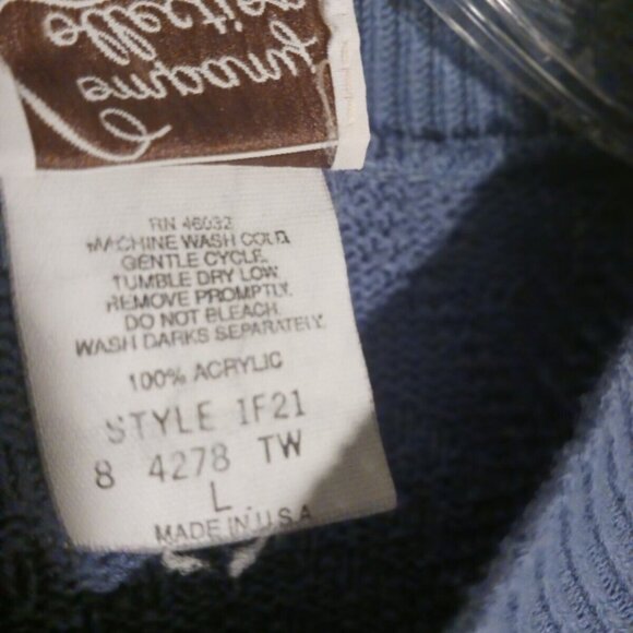 Vintage Company Collection Womans Large Floral Blue Knit Sweater - Picture 3 of 3